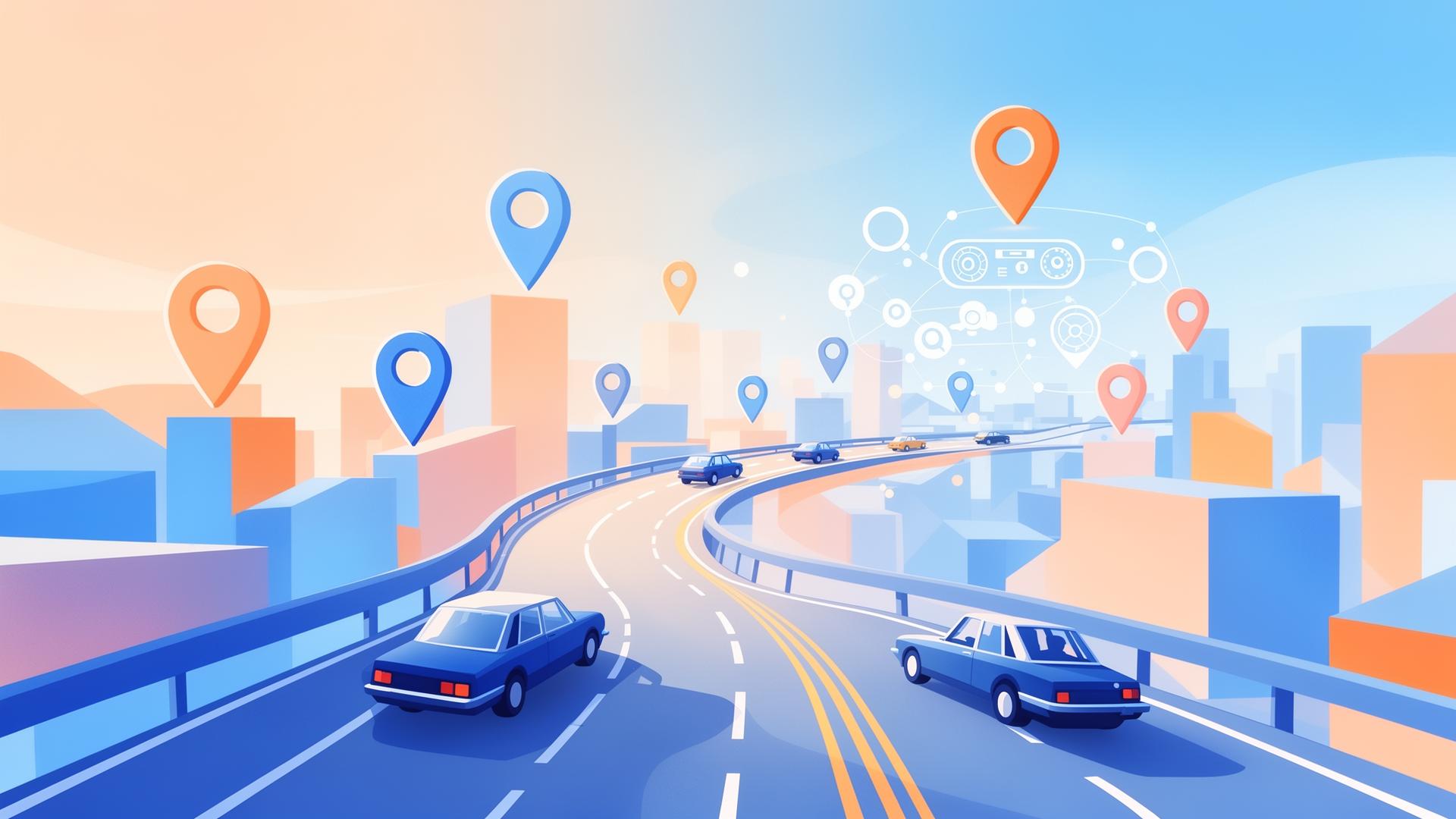 Illustration mobilité, route et services Roole